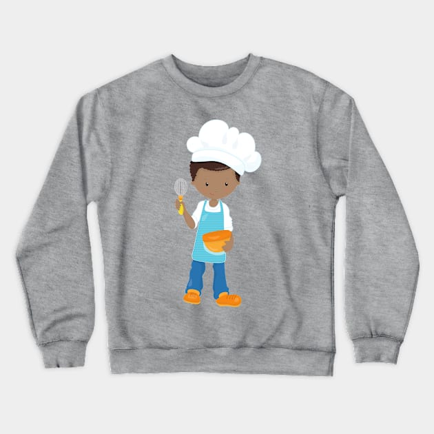 African American Boy, Baking, Baker, Pastry Chef Crewneck Sweatshirt by Jelena Dunčević